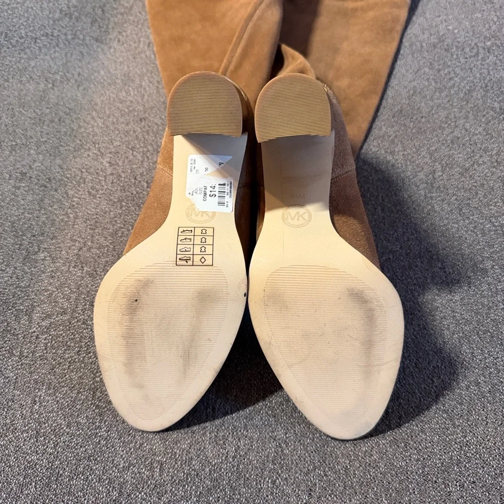 Michael Kors Women’s Regina Over the Knee Boots 8.5 M Tan Suede High Heel NWOB